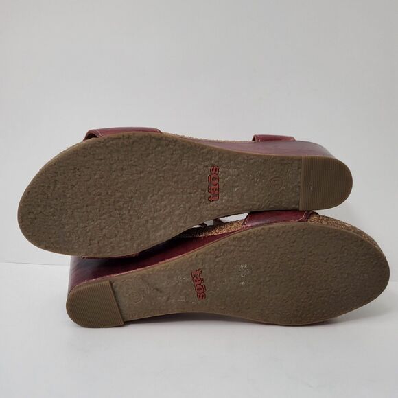 TAOS Carousel 2 Red Leather Wedge Sandals Shoes Womens EU 41 US 10 10.5 Comfort - Picture 8 of 9